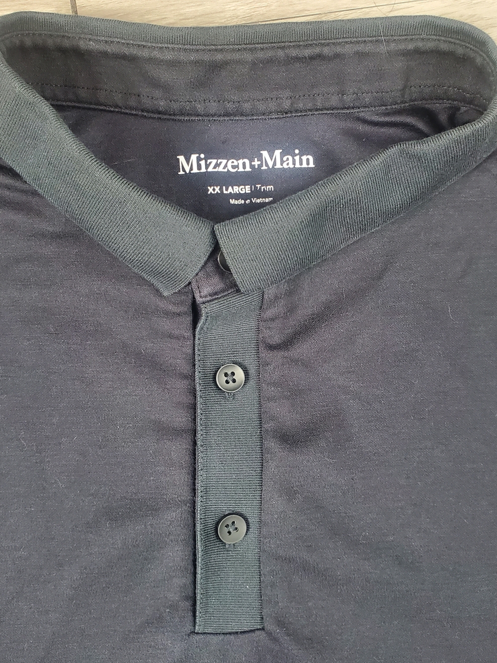 Mizzen+Main Black Performance Polo Shirt XXL Trim Stretch Short Sleeve